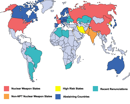 Map showing nuclear weapons states 