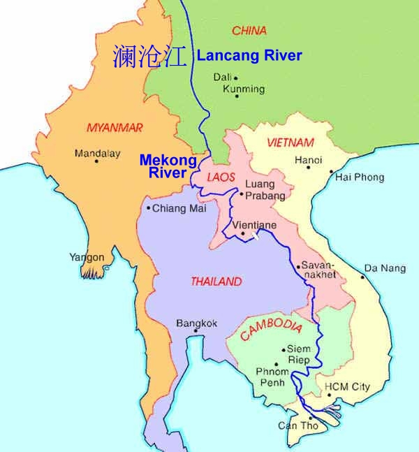 mekong river map. Map of the Mekong