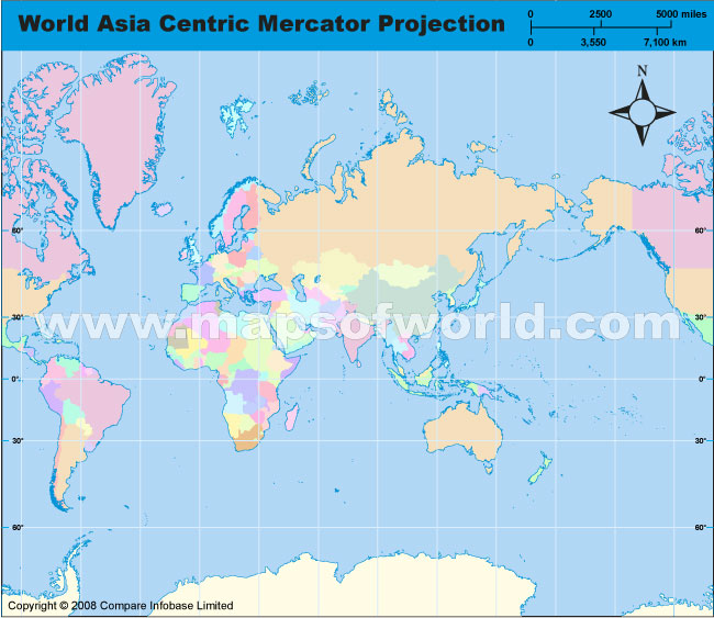 world map asia center. An Asia-centered Mercator